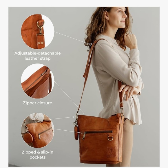 BERLINER BAGS Genuine Leather Shoulder Bag Siena, Handbag, Crossbody Bag - Picture 3 of 8